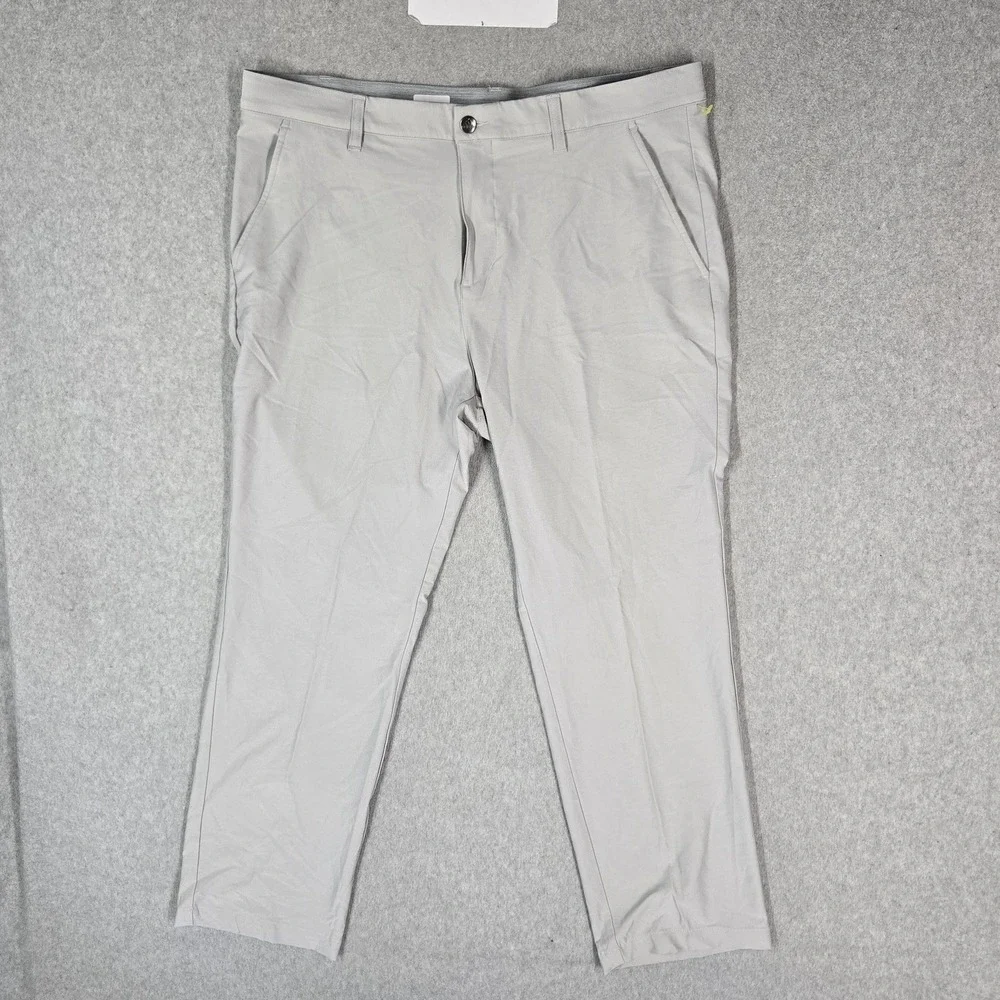 Adidas Men Pants 36X30 Light Gray Chino Golf Nylon Straight Pockets 27